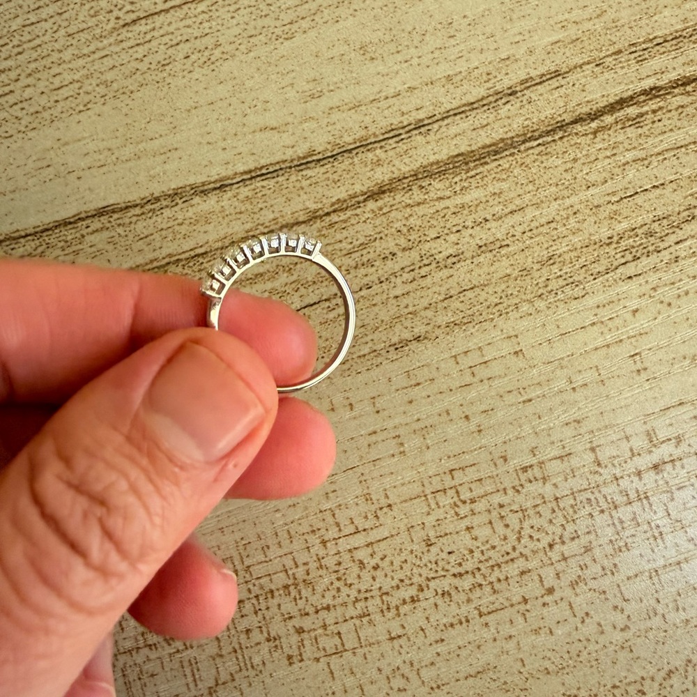 Moissanite Half Eternity Band Ring Sterling Silver - Picture 4 of 6